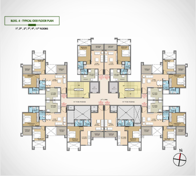 Bldg 4 Typical Odd Floor Plan 1st, 3rd, 5th, 7th, 9th, 11th Floors