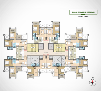 Bldg 4 Typical Even Floor Plan 2nd, 4th & 6th Floors