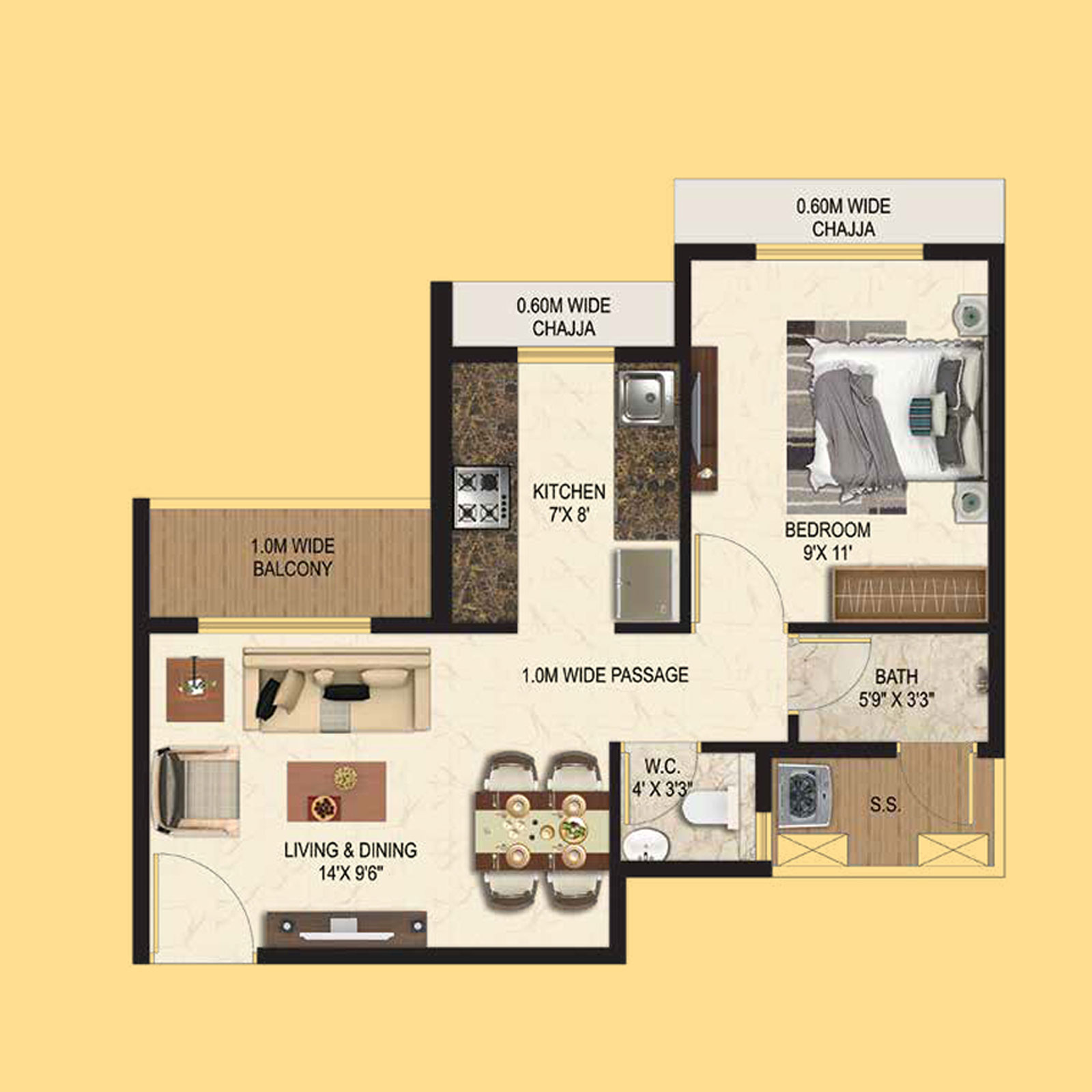 Unit Plan - 1 BHK